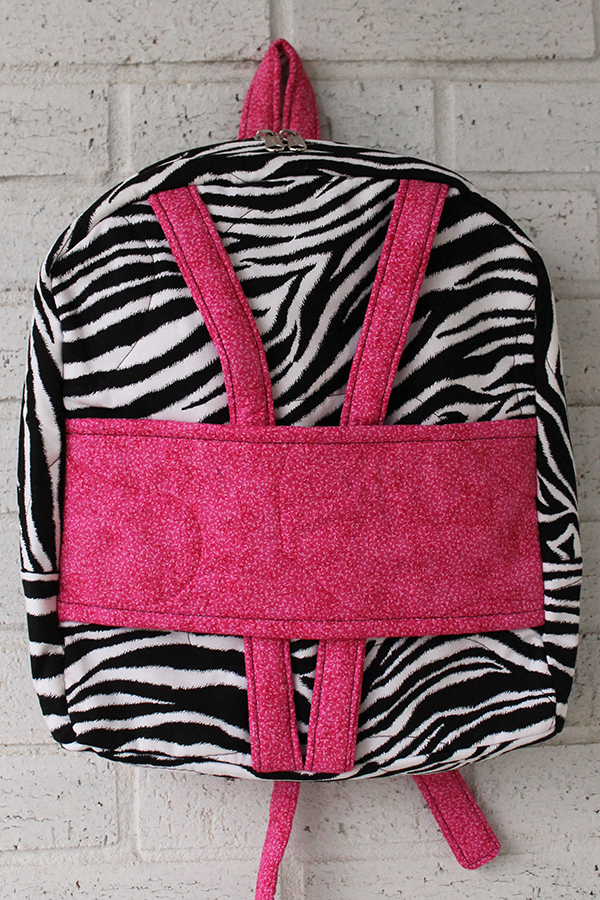 Hot Pink Zebra Doll Carrier Backpack Front View