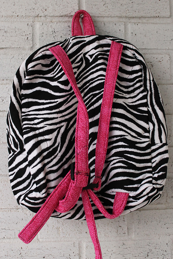 Hot Pink Zebra Doll Carrier Backpack Back View