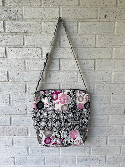 Floral Damask Cross Body doll carrier front view
